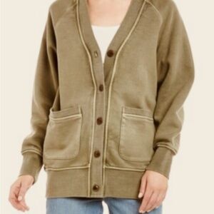 Alex Mill Fleece Cardigan David Warm Khaki XS